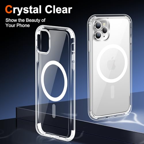 for iPhone 11 Pro Case Clear, Compatible with Magsafe, Anti-Yellowing, Military-Grade Protection, Shockproof Slim Magnetic Phone Case Cover, Transparent - color: A-Clear, size: iPhone 11 Pro