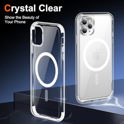 for iPhone 11 Pro Max Case Clear, Compatible with Magsafe, Anti-Yellowing, Military-Grade Protection, Shockproof Slim Magnetic Phone Case Cover, Transparent - color: A-Clear, size: iPhone 11 Pro Max