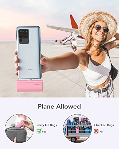 charmast Mini Portable Charger USB-C Connector, 5000mAh Small Power Bank - color: Pink