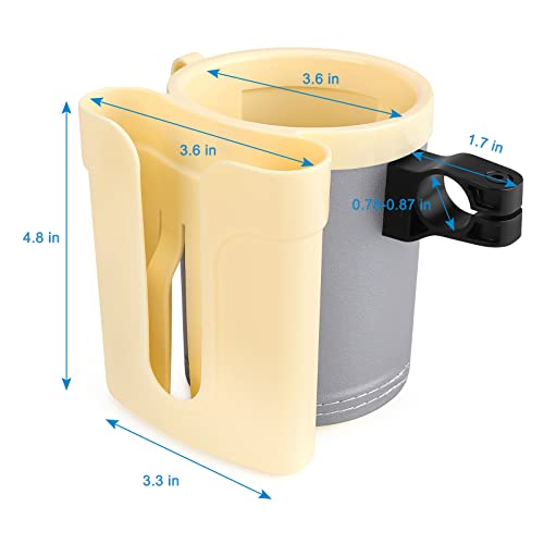 Accmor 3-in-1 Bike Cup Holder with Cell Phone Keys Holder, Bike Water Bottle Holders, Universal Bar Drink Cup Can Holder for Bicycles, Motorcycles, Scooters, Yellow Grey - color: Gream Yellow Grey