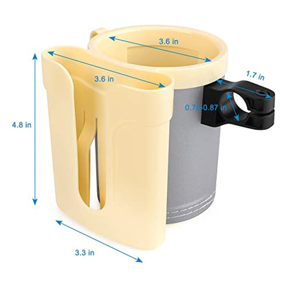 Accmor 3-in-1 Bike Cup Holder with Cell Phone Keys Holder, Bike Water Bottle Holders, Universal Bar Drink Cup Can Holder for Bicycles, Motorcycles, Scooters, Yellow Grey - color: Gream Yellow Grey
