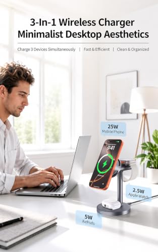 Qi2.2 25W 3 in 1 Magnetic Wireless Charging Station with TEC Active Cooling