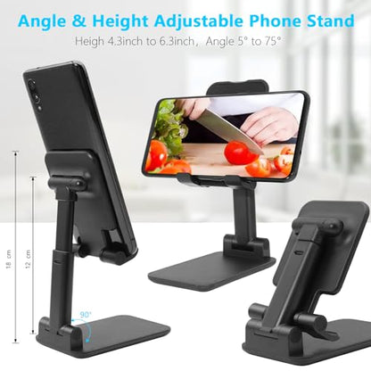 2 Pack Phone Stand for Desk, Angle & Height Adjustable Phone Holder - color: D-Black & White