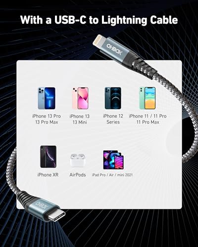 USBC to Lightning Cable [MFi Certified] iPhone Fast Charger 3FT, 2 Pack - color: Grey, size: 3FT, style: USB-C to Lightning Cable