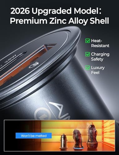 AINOPE 67.5W Car Charger USB C Fast Charge, iPhone 18 pro max Charger - color: Black - 3.3FT