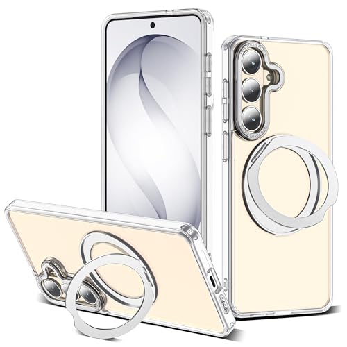 for Samsung Galaxy S26 Plus Case with 360°Rotatable Magnetic Ring Stand Compatible with Mag-Safe Military Protection Transparent Phone Case for Samsung Galaxy S26+,Clear - color: Clear, size: Samsung Galaxy S26 Plus