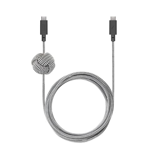 Native Union Anchor Cable 240W – 10ft Reinforced Braided USB-C to USB-C Power Delivery 3.1 Charging Cable with Weighted Knot – for iPhone 17 Pro Max/17e, MacBook Pro 14"/16" M5, Air M5, Neo (Zebra) - color: Zebra
