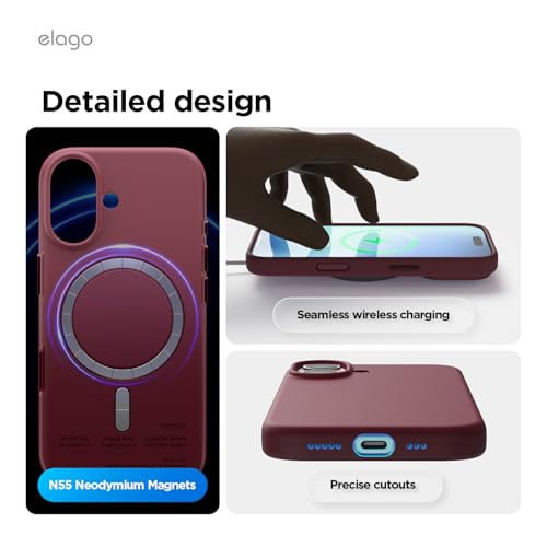 elago Premium Magnetic Silicone Case for iPhone 17 Burgundy | Compatible with MagSafe, Liquid Silicone Material, Protection, Shockproof, Slim Phone (Burgundy) - color: Burgundy, size: iPhone 17