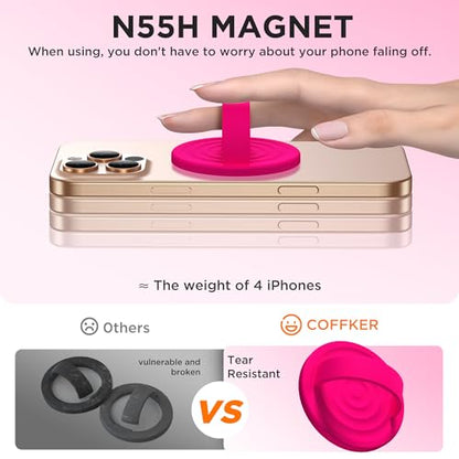 Magnetic Phone Grip for MagSafe, Silicone Ring Grip, Neon Pink - color: Neon Pink