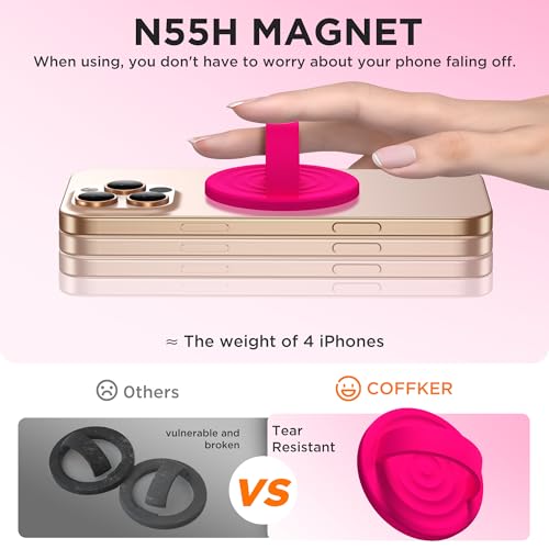 Magnetic Phone Grip for MagSafe, Silicone Ring Grip, Neon Pink - color: Neon Pink