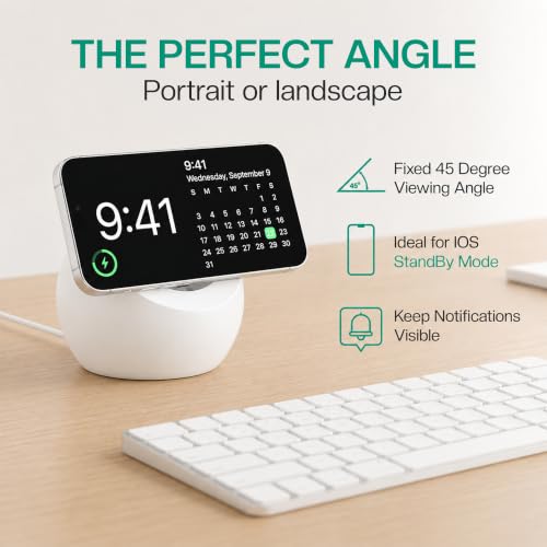 Wireless Charger, MagSafe Charger Stand, Phone Stand for Desk, White - color: White