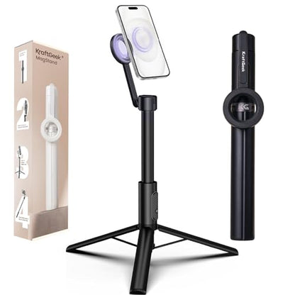 KraftGeek Magnetic Phone Tripod for iPhone, 64" Selfie Stick for Magsafe - size: 64"-Black
