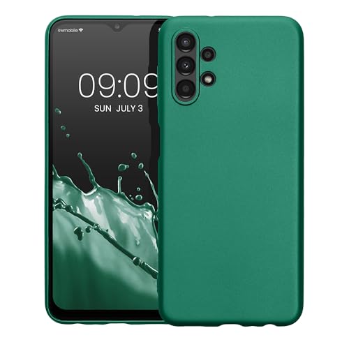 kwmobile Case Compatible with Samsung Galaxy A13 4G Case - Soft Slim Metallic TPU Silicone Cover - Dark Metallic Green - color: dark metallic green, size: Galaxy A13 4G