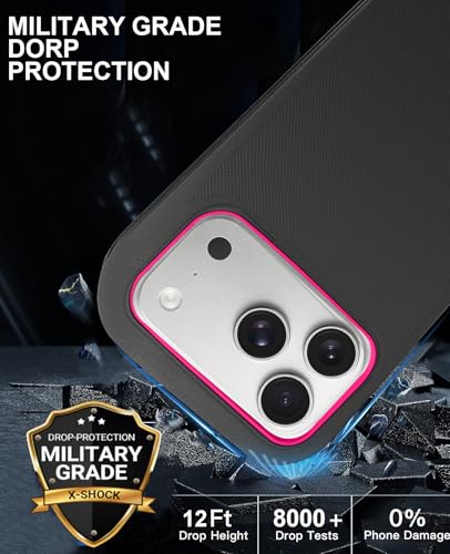 for iPhone 17 Pro Max Case with 2 Camera Lens Protector & 2 Screen Protector, Heavy Duty Full Body Protective Phone Case 6.9"(BlackRose) - color: 17 Pro Max-BlackRose