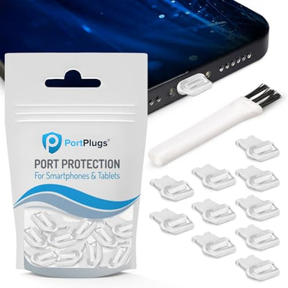 Lightning Dust Plugs 10 Pack with Easy Grip Tabs and Cleaning Brush, Clear - color: Clear, size: 10 Pack