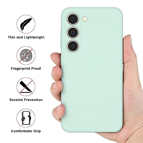 Vanjua Case for Samsung Galaxy S23 (Only), Stylish Liquid Silicone Slim Full-Body Protective Cover Compatible with Samsung Galaxy S23 5G 6.1 Inch Phone Case (Light Cyan) - color: Light Cyan