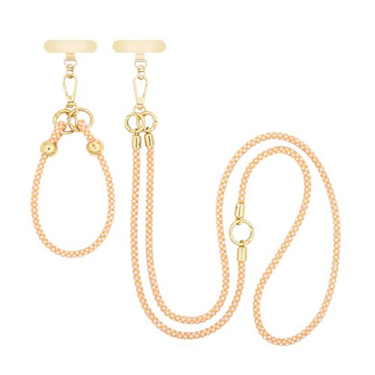 ABJFJE Crystal Phone Lanyard Crossbody & Wrist Strap Phone Strap Crossbody & Wrist Lanyard Anti Theft Phone Strap for Women - color: Orange