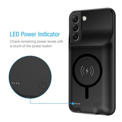 Battery Case for Galaxy S22 Plus,12000mAh Portable Protective Smart Wireless Charging Case Support Carplay Compatible with Galaxy S22 Plus(6.6 inches)Rechargeable Extended Battery Charger Case(Black) - size: Galaxy S22 Plus