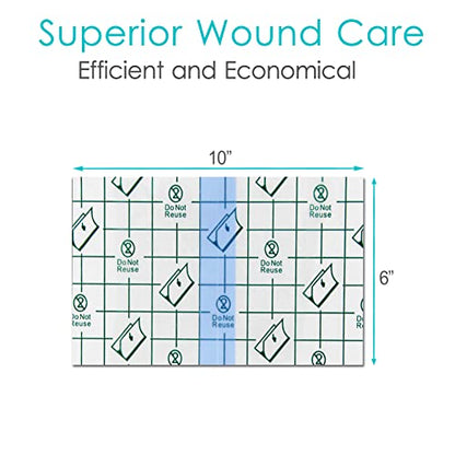 50 Pcs Waterproof Shower Protector Bandage 6"x10" for Post Knee Replacement Hip Surgery Long Surgical Incision Larger Wounds Cover C-Section Transparent Film Clear Adhesive Dressing Bath Patch - size: 6x10 Inch (Pack of 50)