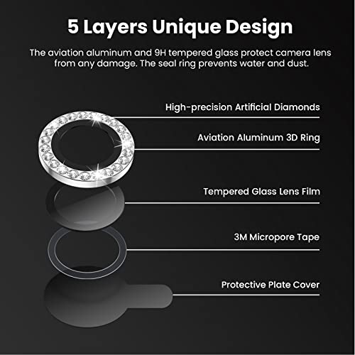 Tensea Bling Camera Lens Protector for iPhone 14 Pro/iPhone 14 Pro Max - color: B-Silver Diamond