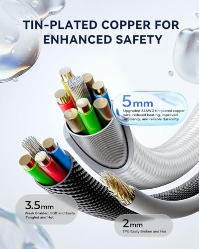 15ft USB C to USB C Cable 100W, Long USBC Charger Cord Fast Charging - size: 15ft