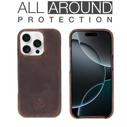BLACKBROOK Wallet Case for iPhone 16 Pro Max – Burkley 2-in-1 Detachable Folio, MagSafe Compatible, RFID Blocking – Full Grain Leather with Natural Patina, 3 Card Slots, Premium Gift Box - color: Distressed Coffee, size: iPhone 16 Pro Max