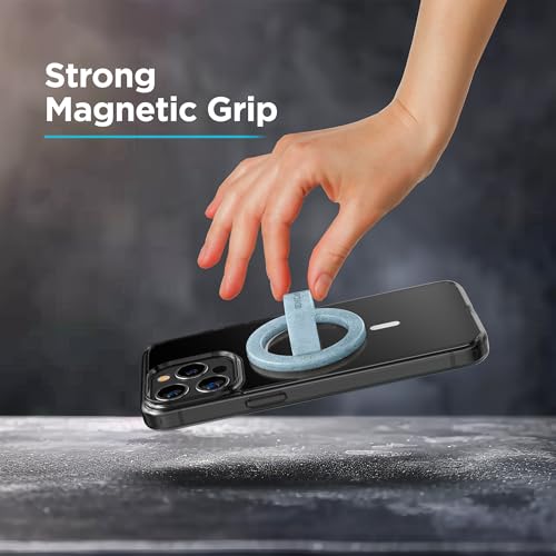 Encased Magnetic Phone Grip Holder (Compatible with MagSafe) Thin Silicone Finger Loop Ring for iPhone (Blue Glitter) - color: Blue Glitter