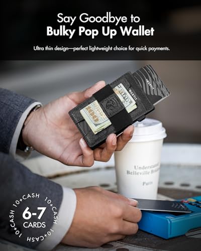 iwantit 3 in 1 Magsafe Wallet Men: Bifold Wallet + Magnetic Wallet for iPhone - Detachable Cash Strap, Smart Pop Up Card Holder, ID Window, Premium Leather (Cross Grain Black) - color: Cross Grain Black
