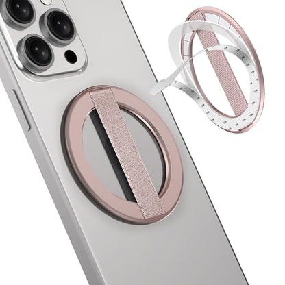 AirLoop Ultra Thin Phone Grip with Soft Elastic Finger Strap, Strong Adhesive with Back-Side Magnetic Ring Holder Loop, Ultra Light Accessories for Phone-Rosegold - color: Rosegold
