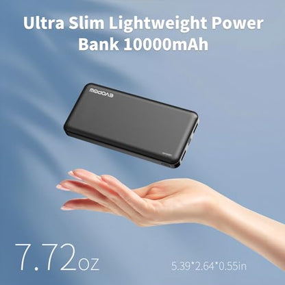 2 Pack Portable Charger, 10000mAh Power Bank, Travel Battery Pack - color: 1-Black&Black