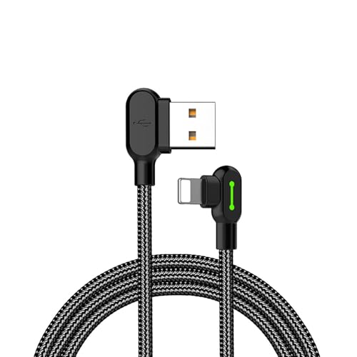 mcdodo 6FT USB-A to Lightning Cable 90 Degree Right Angle USB to Lightning Charging Cable with LED Indicator Light Compatible for iPhone 14 13 12 11/Pro/ProMax/Plus, iPad, AirPods, iTouch (1.8m) - size: 6FT(1.8M)