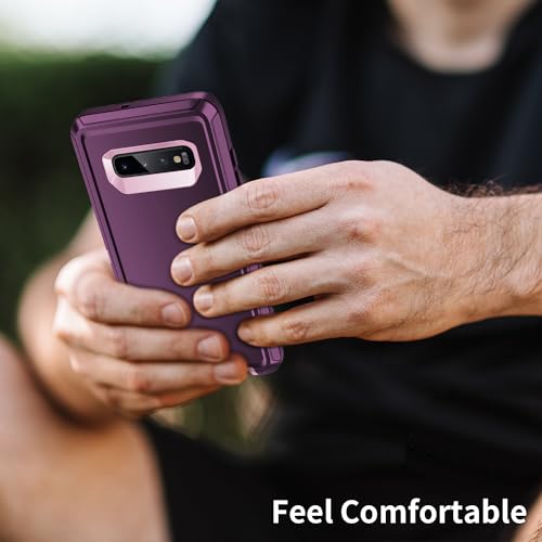 for Galaxy S10 Case,[Without Screen Protector] Heavy Duty Shockproof Dust/Drop Poof 3 Layers Full Bady Protection Rugged Cover Case for Galaxy S10,Purple/Pink - color: Purple/ Pink