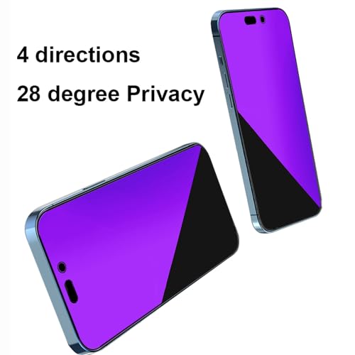 2 Pack 360 Degree Anti-blue Privacy Tempered Glass for iPhone 16 Pro Max Anti-Spy 4 Directions Screen Protector Film 4 Sides Anti-Peeping 6.9 inch - size: For iPhone 16 Pro Max