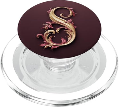 Red Initial Letter S Personalized Pretty Script PopSockets PopGrip for MagSafe - style: Magnetic PopGrip