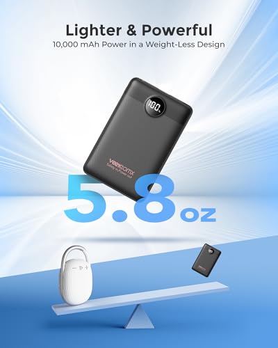 Portable Charger 10000mAh, Ultra Slim Power Bank Fast Charging (Black) - color: black