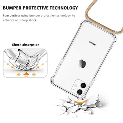for iPhone 11 Crossbody Case Clear Adjustable Shoulder Neck Lanyard Strap Cover Women Girls Soft TPU Slim Shockproof Protective Hanging Phone Mobile Case for iPhone 11 6.1 Inch - Beige - size: for iPhone 11