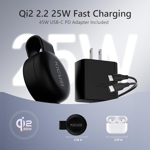 Qi2.2 Certified 25W 3 in 1 Wireless Charging Station for Apple, Foldable Mini MagSafe Travel Charger Pad for iPhone 17-12 Series, Apple Watch & AirPods, Magnetic Charging Dock with 45W Adapter - color: Black