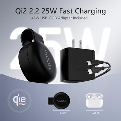 Qi2.2 Certified 25W 3 in 1 Wireless Charging Station for Apple, Foldable Mini MagSafe Travel Charger Pad for iPhone 17-12 Series, Apple Watch & AirPods, Magnetic Charging Dock with 45W Adapter - color: Black