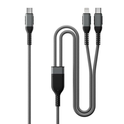2 in 1 USB C to Lightning and USB C Cable 100W Fast Charging 6FT 1Pack - color: Grey, size: 6FT