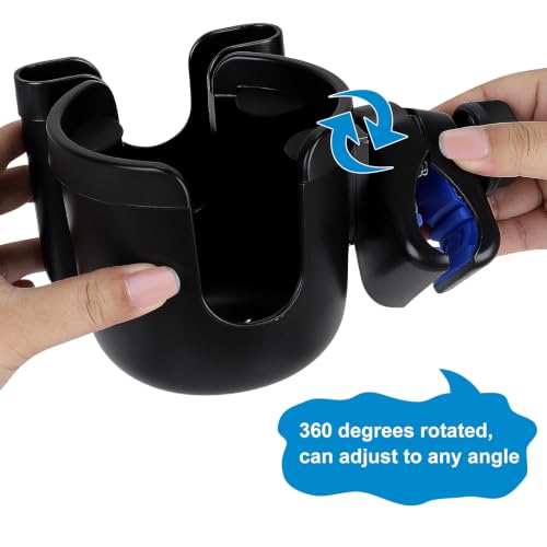 Accmor Wheelchair Cup Holder with Phone Holder, ﻿Universal 360° Rotatable Walker Cup Holder Rollator Scooter Accessory - color: Black