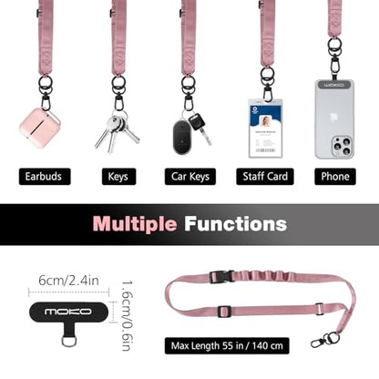 MoKo Adjustable Phone Lanyard Crossbody Strap with Detachable Quick Buckle - color: Rose Gold