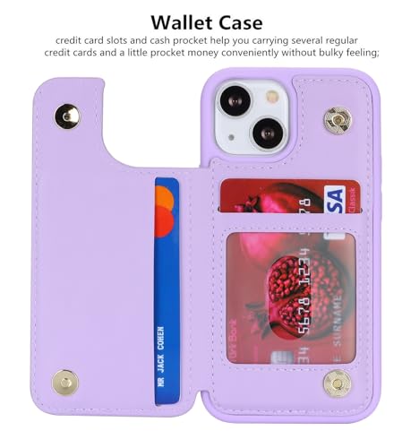 iCoverCase Compatible with iPhone 13 Mini Case with Card Holder, Wallet Phone Case for Women Men RFID Blocking PU Leather Protective Case 5.4 Inch (Light Purple) - color: Light Purple