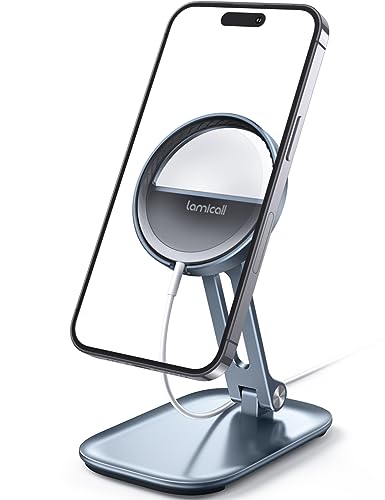 Lamicall Phone Stand for Apple 15W MagSafe Charger - Collasple Adjustable Charging Holder Dock Cradle for Desk, Compatible with Airpods, iPhone 16 15 14 13 12 Plus, Pro, Pro Max, Grey [Stand Only] - color: Grey - Stand for 15W Old Charger