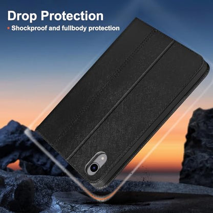 Gexmil Leather Case for iPad mini 7 A17 Pro/iPad mini 6 Gen 8.3 Inch - color: Palm-Print Black