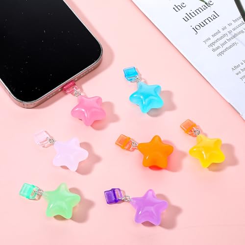 ElevateTech 7Pcs Glow in The Dark Star Charm Dust Plug Port Cover Accessory