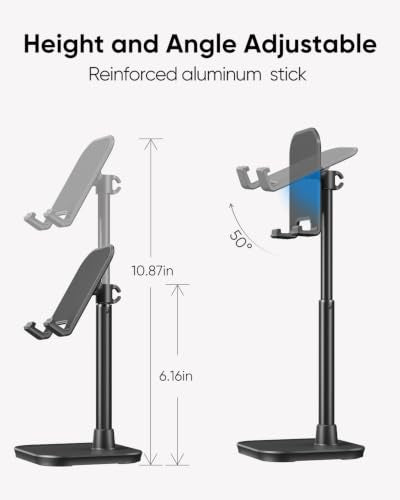 Cell Phone Stand, Phone Holder for Desk, Office Desktop iPhone Stand - color: Black