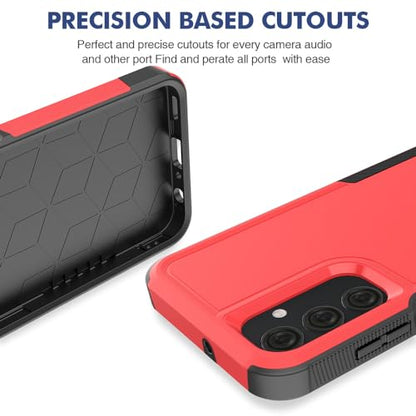 MDCN Compatible with Galaxy A25 5G Case: Dual Layer Protective Heavy Duty Cell Phone Cover Shockproof Rugged with HD Screen Protector - Military Protection Bumper Tough, Red - color: Red (PC) + Black (TPU)