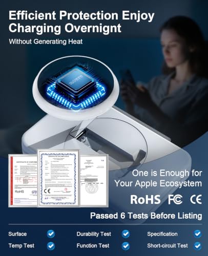 3 in 1 Magnetic Wireless Charger for Apple Multiple Devices, Foldable Fast Charging Station - Magsafe Charger Stand, Travel Charger Pad for iPhone 17 16 15 14 13 12 Series/Apple Watch/AirPods Pro - size: 1 Pack White
