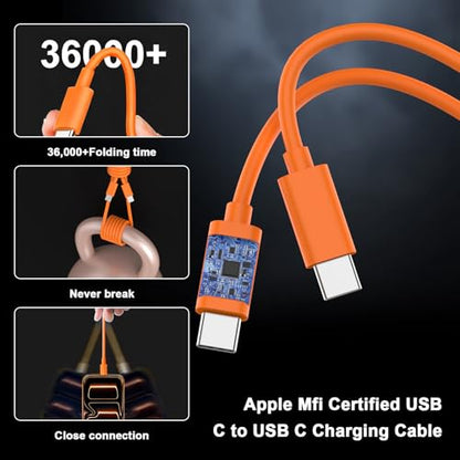 iPhone 17 16 15 Charger Fast Charging 10FT, 40W USB C Charger Block & Cable - color: Orange, size: 2P-10FT