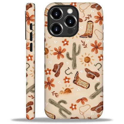 ZHEGAILIAN Case Compatible with iPhone 16 Pro Max,Denim Boots Cactus Design Phone Case,Matte Mixed Double-Layer Hard Shell+Soft Silicone TPU Shock Protective - color: Denim boots cactus, size: iPhone 16 Pro Max